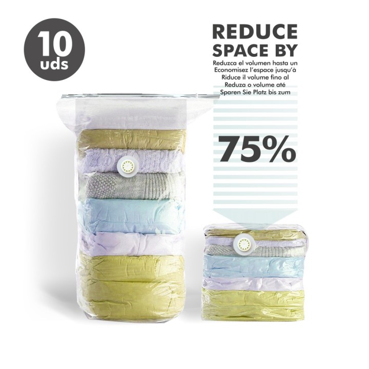 ▷ Conjunto de 10 sacos economiza espaço de vácuo Jocca