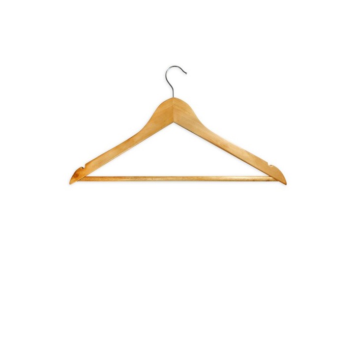 Set of 8 wooden hangers with bar and chrome hook | Jocca