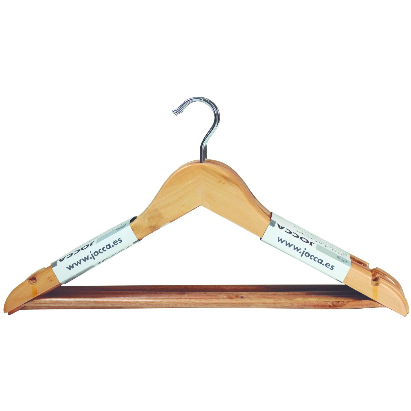 Set di 8 appendiabiti in legno con bar e gancio cromato | Jocca