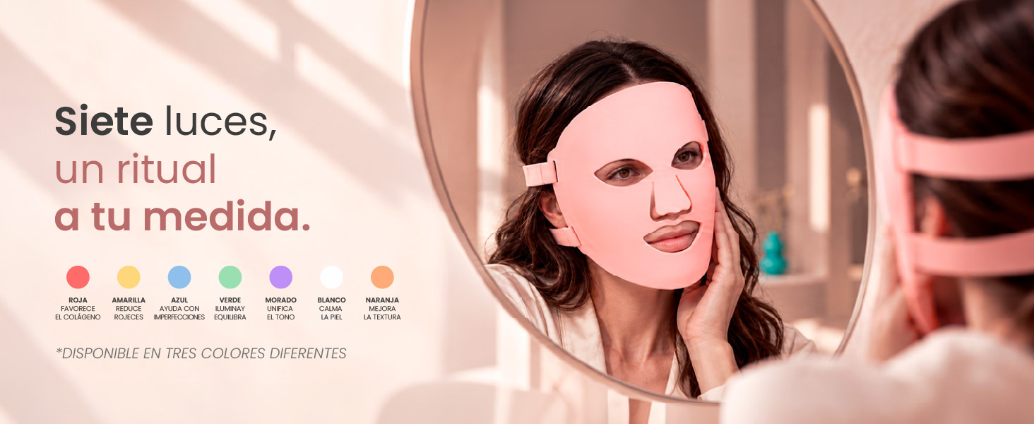 Máscara LED facial JOCCA con siete modos de luz